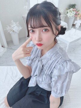 リルミー(Lilme) 可愛い流し前髪×お団子ツインアレンジ *Lilme ひめの*