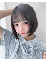カシュカシュ 表参道(cache cache) ボブシースルーぱっつんぱっつん前髪おくれ毛ロブミディアム