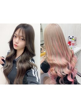 カラー&エクステ同時施術OK【カラー￥4990】【Wカラー￥9990】【カラー＋エクステ40本￥10980】