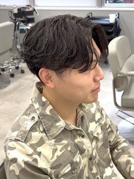 プリアバイポプルス 渋谷(pria by popls) フェザーパーマシャドウパーマダークブラウン毛流れパーマ