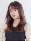 小顔に見せるオルチャンヘア くびれセミロング ツヤカラー