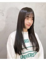 韓国レイヤーカットロングオリーブグレージュ姫カット