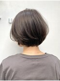 黒髪/グレーベージュ/レイヤーロング/前髪パーマ