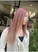 ピンクベージュダブルカラーインナーカラーケアブリーチ