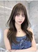 表参道韓国レイヤーカット/赤み消しカラー/オリーブベージュ