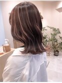ピンクグレージュハイライト