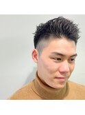 メンズ×フェードカット×マッシュウルフ×スリークショート