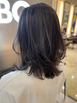 ラボー ノースプラザ店(LA'BO) 〈ハイライト〉透け感グレージュ×ウルフレイヤーミディアム