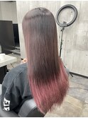 裾カラー × ピンク