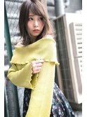 ★くびレイヤーエモージュ斜めバング グレージュカラー