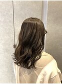 【ブリーチなし】マットアッシュ×ミディアムヘア