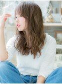 斜めバングニュアンスパーマこなれセミディh4上尾20代30代40代