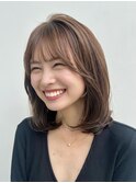 韓国風レイヤーボブ顔まわりレイヤーアッシュベージュカラー