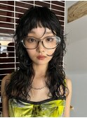 ミディアムパーマロングパーマカーリーヘア顔まわりレイヤー