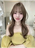 ▲レイヤーカット顔まわり前髪矯正オリーブベージュharuhi