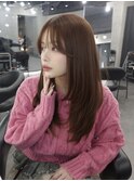 レイヤーカット×ブリーチなしブラウンベージュ