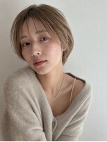 フルショウ アシヤ(FURUSHO ASHIYA) ひし形レイヤーボブ×ミルクベージュ×シースルーバング