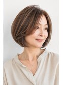【脱白髪染め】顔周り華やか・暖色ブラウン×レイヤーボブ