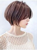 say.ショートボブひし形ショートエンドカラーローズブラウン