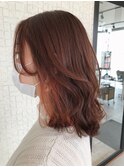 オレンジベージュインナーカラー(ブリーチあり)