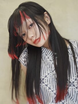 ダブミックス(DaB MIX) デザインカラーインナーカラーエンドカラー姫カットワイドバング