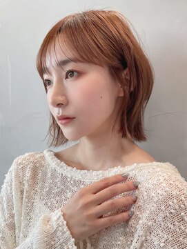 ロンド ボーイ 表参道(Lond BOY) くびれボブ韓国レイヤーボブ顔周りカットオレンジカラー表参道