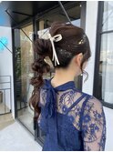 お呼ばれヘア　ヘアアレンジ　編みおろし　篠原恵里奈