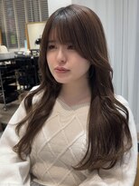 ビューブルー 亀戸錦糸町(VIEW BLUE)&nbsp;◎美髪カールベージュブラウンロングセミディ似合わせ前髪