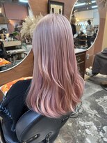 チャプター 問屋町(chapter) ケアブリーチホワイトピンクミルクティーカラーレイヤーカット