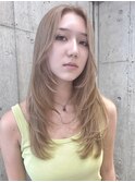 モカベージュヘーゼルベージュハッシュカットバタフライカット
