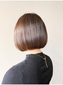 レイヤーカットミルクティーベージュブリーチなしダブルカラー