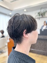 シュヴー 築地(CHEVEUX) 【築地】黒髪パーマ/メンズ/センターパート