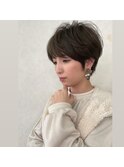 大人可愛い 小顔ナチュラルショートボブ30代40代50代