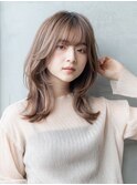 大人かわいい前髪セシルカットココアブラウンフリンジウェーブ