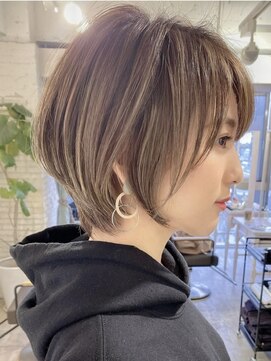 ロンドウル 熊本(Lond ulu) 大人可愛いショートボブ/ベージュカラー