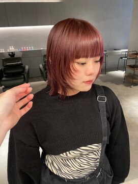 リール(rire) デザインカラーレイヤーカットウェットヘア夏オリーブベージュ
