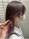 チェリーピンクハイライト　くびれ巻き　レイヤーカット
