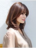 ☆ホワイトグレージュミニウルフデジタルパーマチェリーブラウン