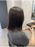 ぱつっとボブ　切りっぱなし外ハネボブ　アッシュブラウン