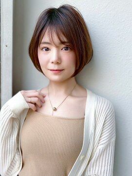 カバーヘア アカデミー 北浦和西口店(COVER HAIR ACADEMY) 小顔ひし形ショートボブ/ココアブラウン/ブリーチなしp北浦和
