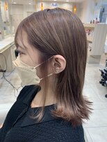 アッシュ 千歳烏山店(Ash) 20代30代ピンクベージュブリーチなしカラー切りっぱなしボブ
