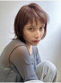 ピンクベージュ ニュアンスショート