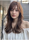 〇クアンクヘア シースルー顔まわりレイヤー 韓国 くびれヘア