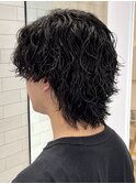 サーフカールマッシュウルフパーマツーブロックショート
