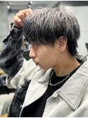 メンズシルバー＆ブラックデザインカラーショートウルフ/渋谷