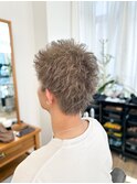 【メンズ★大名】スパイキーショート×ブリーチカラー×シルバー