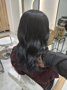 ジーナ 博多筑紫口(Zina) 艶髪 地毛風ブルーブラック×ゆるふわ巻き！【福田れん】