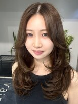 ヴェイン 渋谷(vain)&nbsp;ザクザクレイヤー前髪なしスタイル艶カラーオリーブベージュ