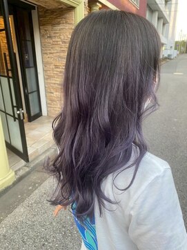 ジュリアンマーラ(Julien Mara) パープル×グレーMIXカラー/透明感ウェーブロング/外国人風
