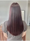 大人可愛い艶髪秋色カラーボルドーカラー髪質改善ロングレイヤー